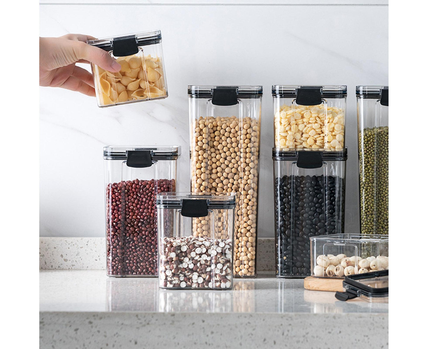 Clear Food Storage Box Container Moisture Proof Grain Bottle Jar Kitchen Supply-2