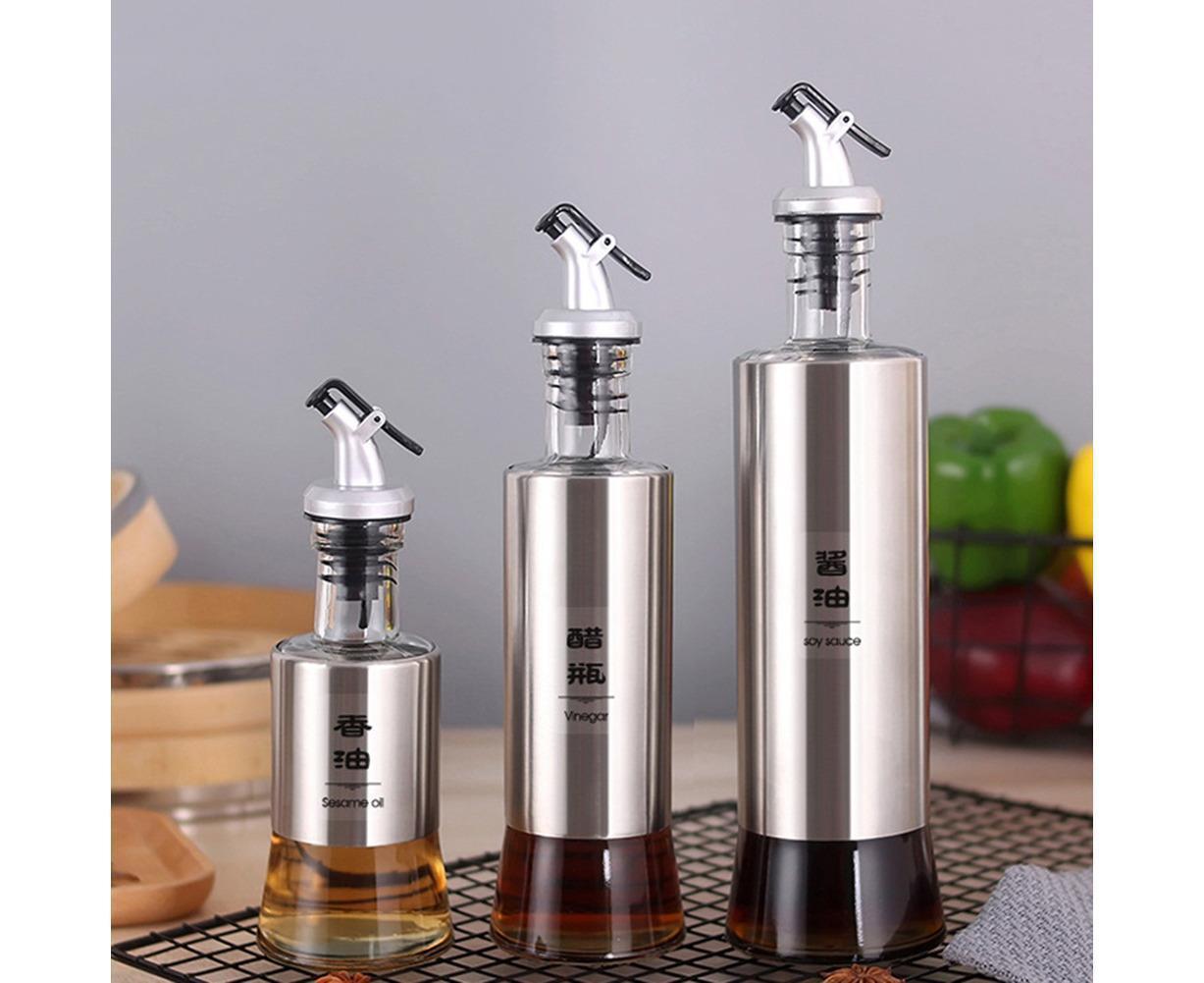 200/350/500ml Stainless Steel Oil Vinegar Bottle Dispenser Cruet Kitchen Gadget-200ML