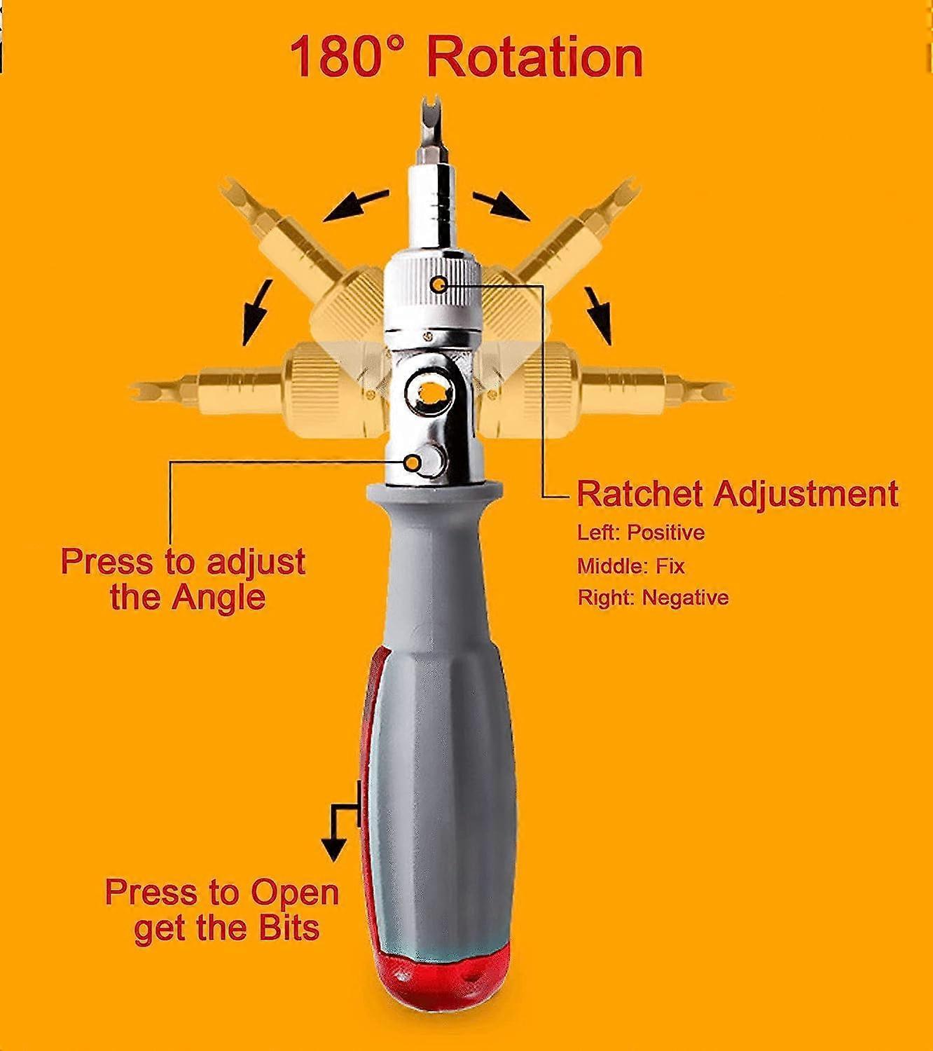 Ratchet Screwdriver with gripic Multi Bit, 10 in 1, Small Pocket Mini Screwdriver, Suitable for Home and Interior Car Accessory, Red, 1 Piece