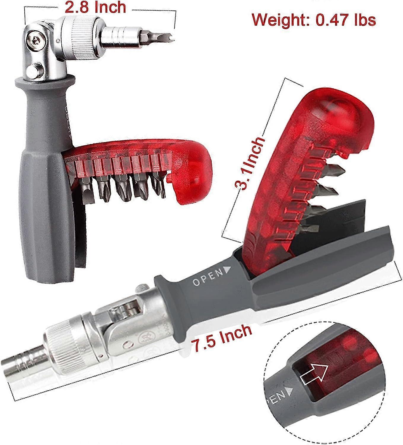 Ratchet Screwdriver with gripic Multi Bit, 10 in 1, Small Pocket Mini Screwdriver, Suitable for Home and Interior Car Accessory, Red, 1 Piece