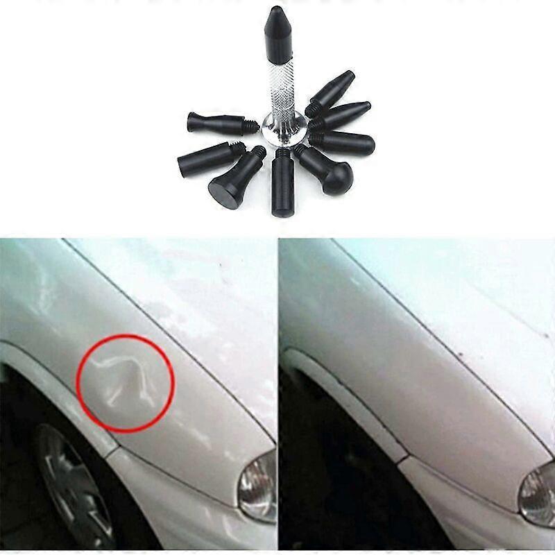 Auto Parts Repair Tip, Lightweight Rubber Car Stripper Pen with 9 Replacement Heads for Motorcycle Black Silver