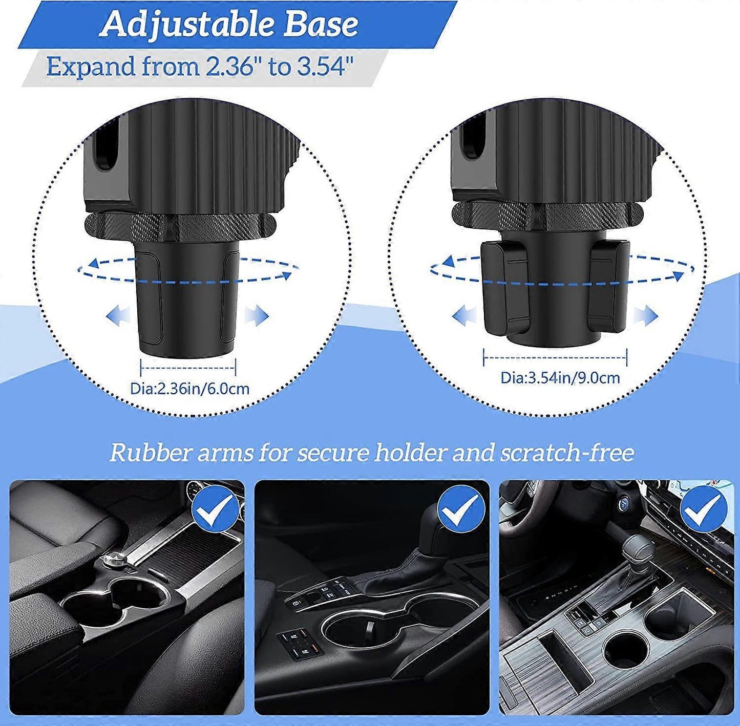 Car Cup Holder Expander with Detachable Tray, Multifunctional Car Tray Table