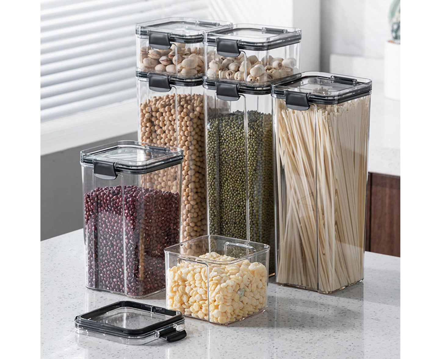 Clear Food Storage Box Container Moisture Proof Grain Bottle Jar Kitchen Supply-4