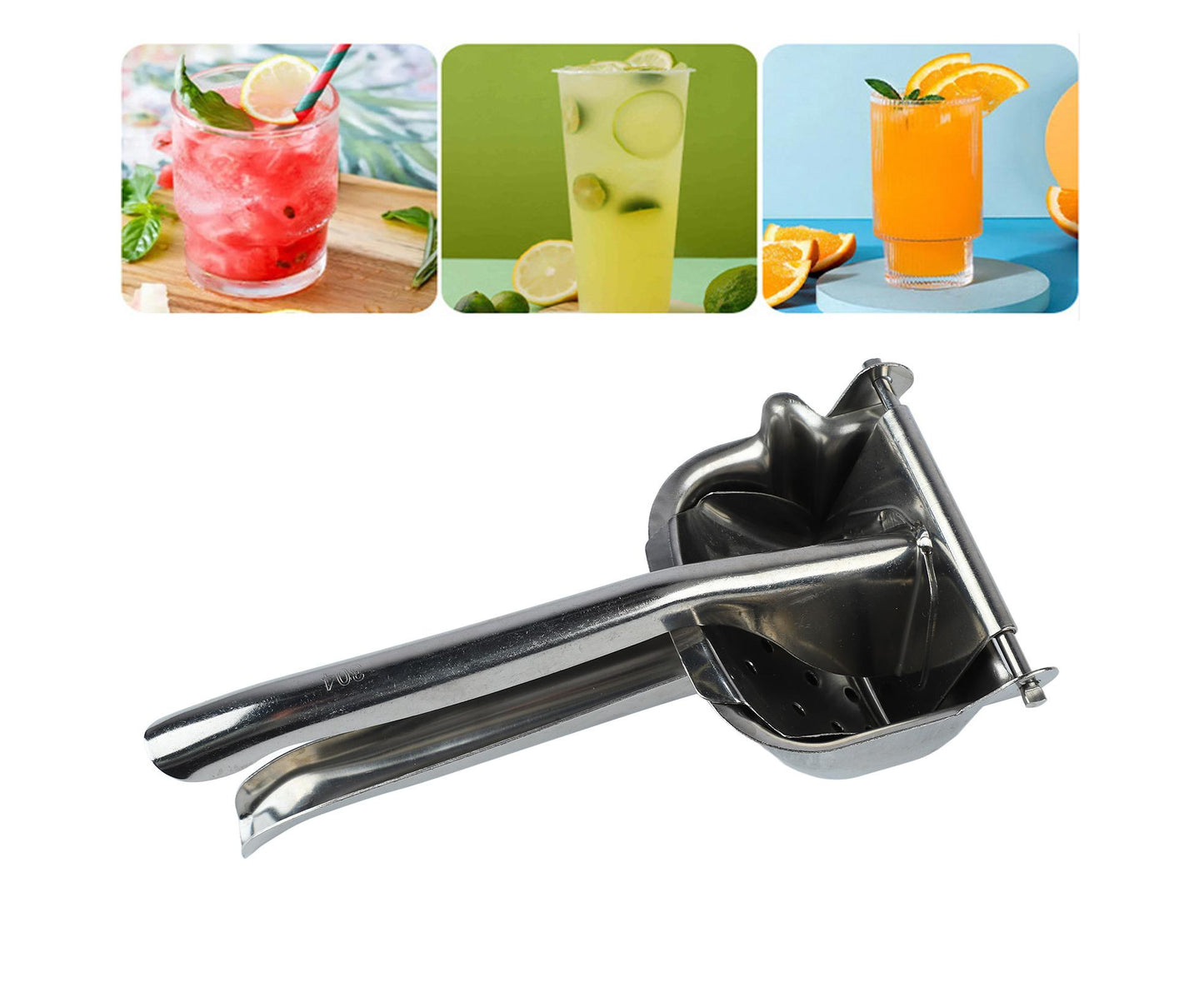 Stainless Steel Lemon Squeezer, Heavy Duty Citrus Juicer with Long Handle for Fruits