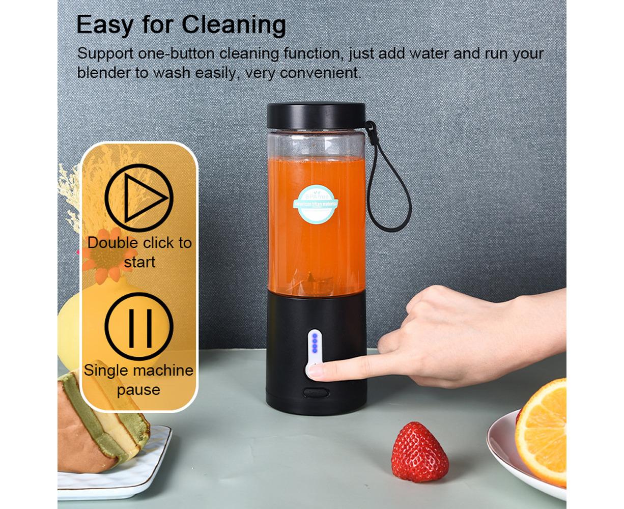 Portable Blender Cup, USB Electric Juicer, Rechargeable 530ml, 6 Blades, for Travel & Sports