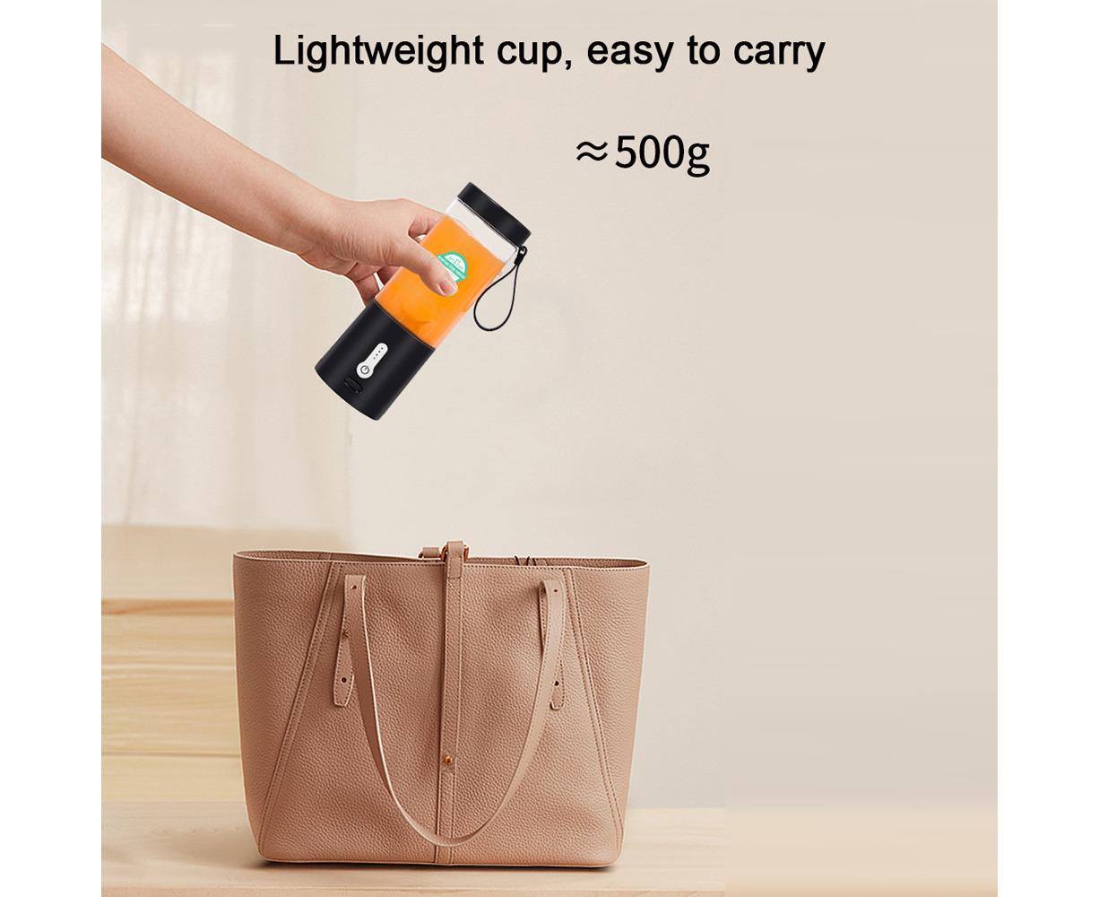Portable Blender Cup, USB Electric Juicer, Rechargeable 530ml, 6 Blades, for Travel & Sports