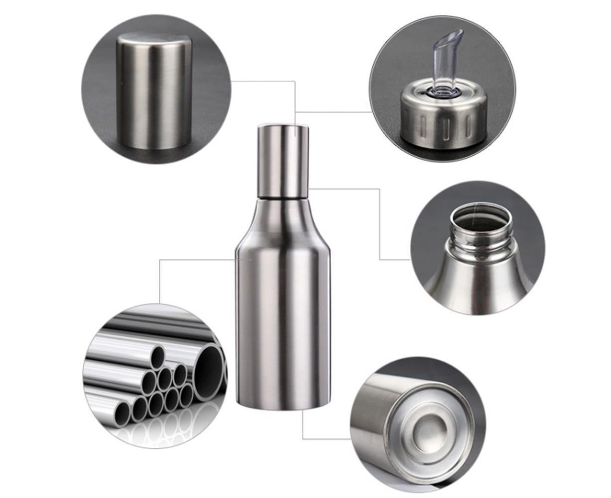 500ML 750ML 1000ML Stainless Steel Oil Vinegar Bottle Container Sauce Dispenser-Silver 750ML