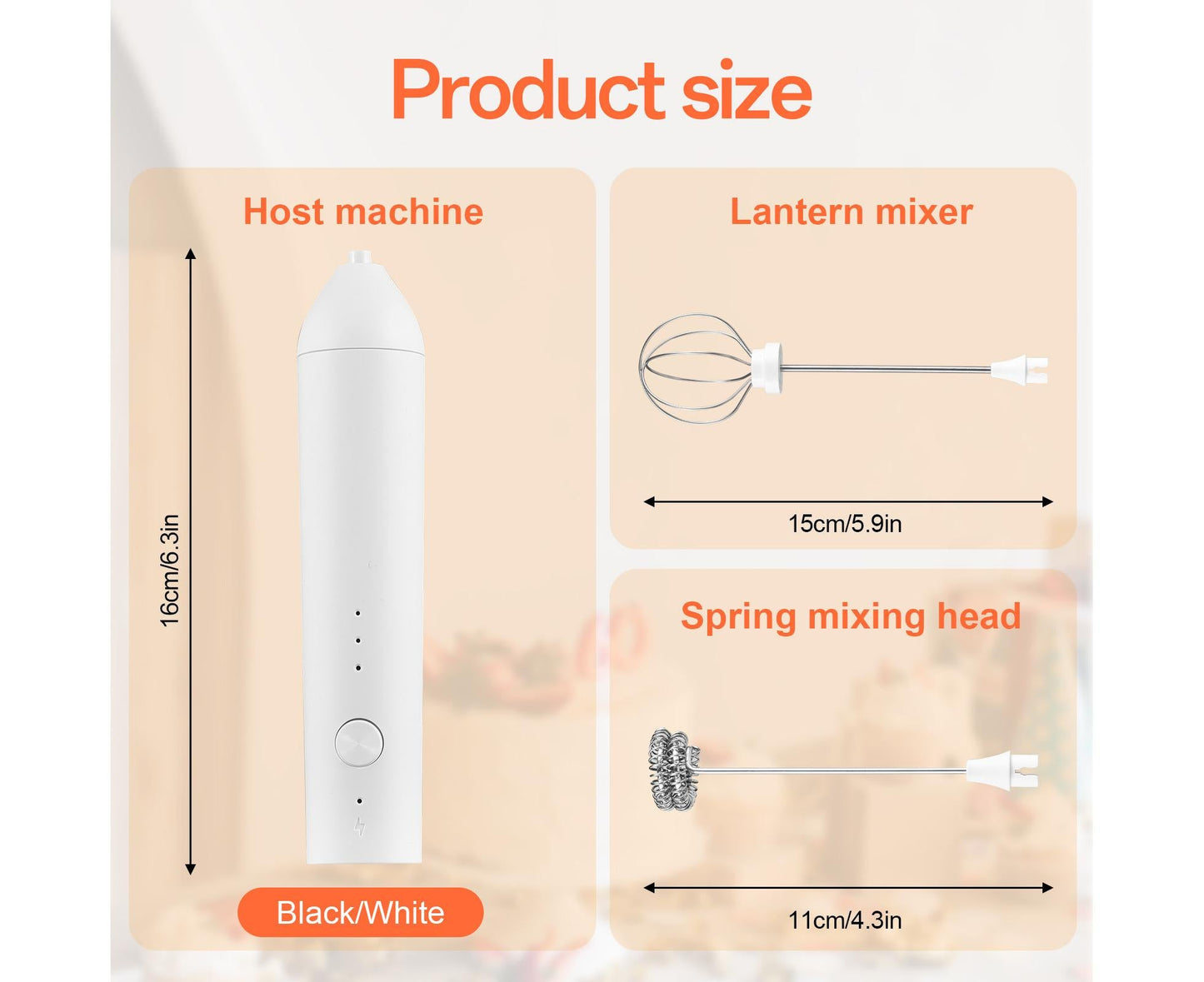 Electric Milk Frother, Rechargeable Handheld Foam Maker, 3 Adjustable Speed Levels, Standable Whisk for Coffee & Cream