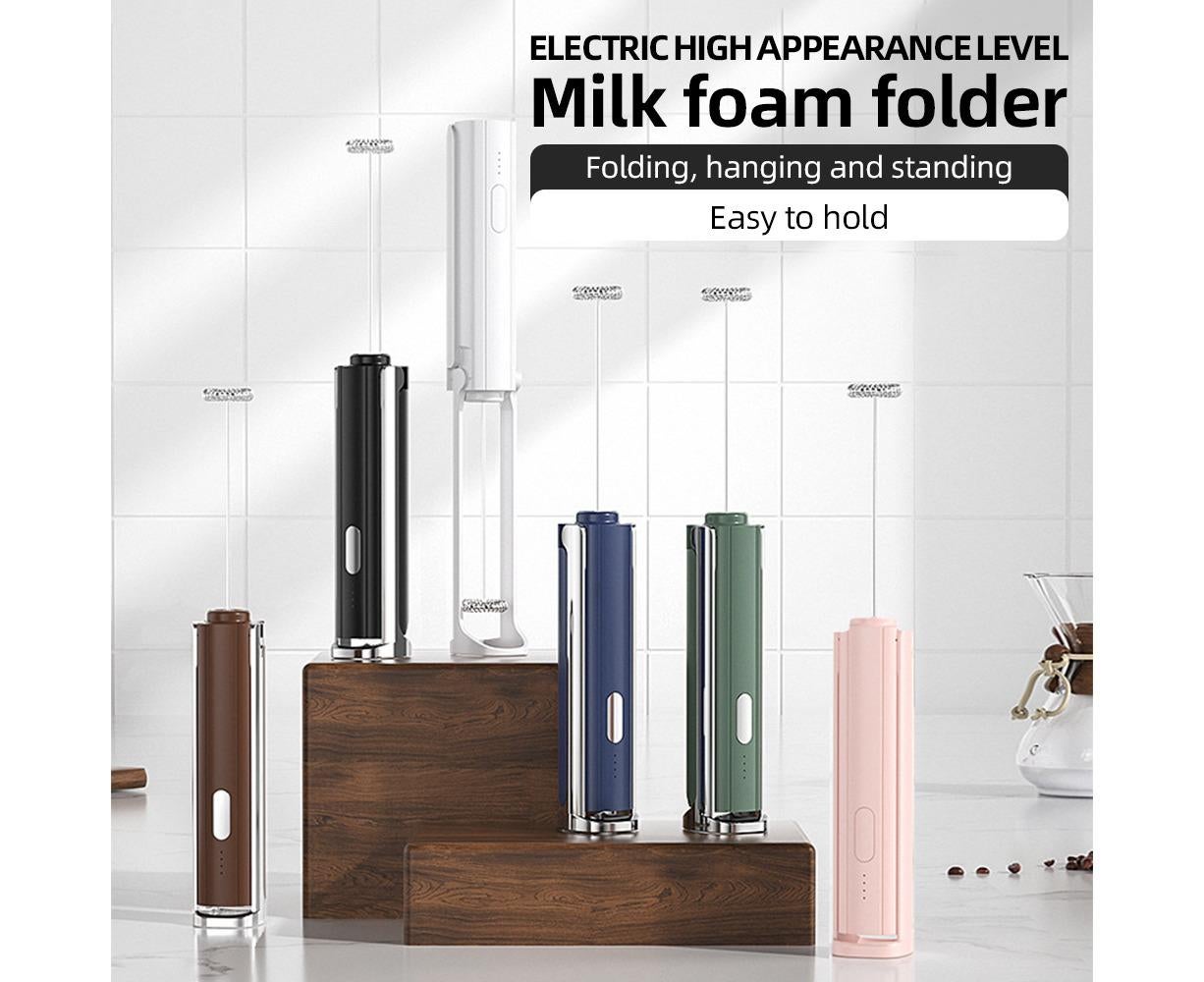 Electric Milk Frother, Rechargeable Handheld Foam Maker, 3 Adjustable Levels, Hangable & Foldable Whisk for Coffee