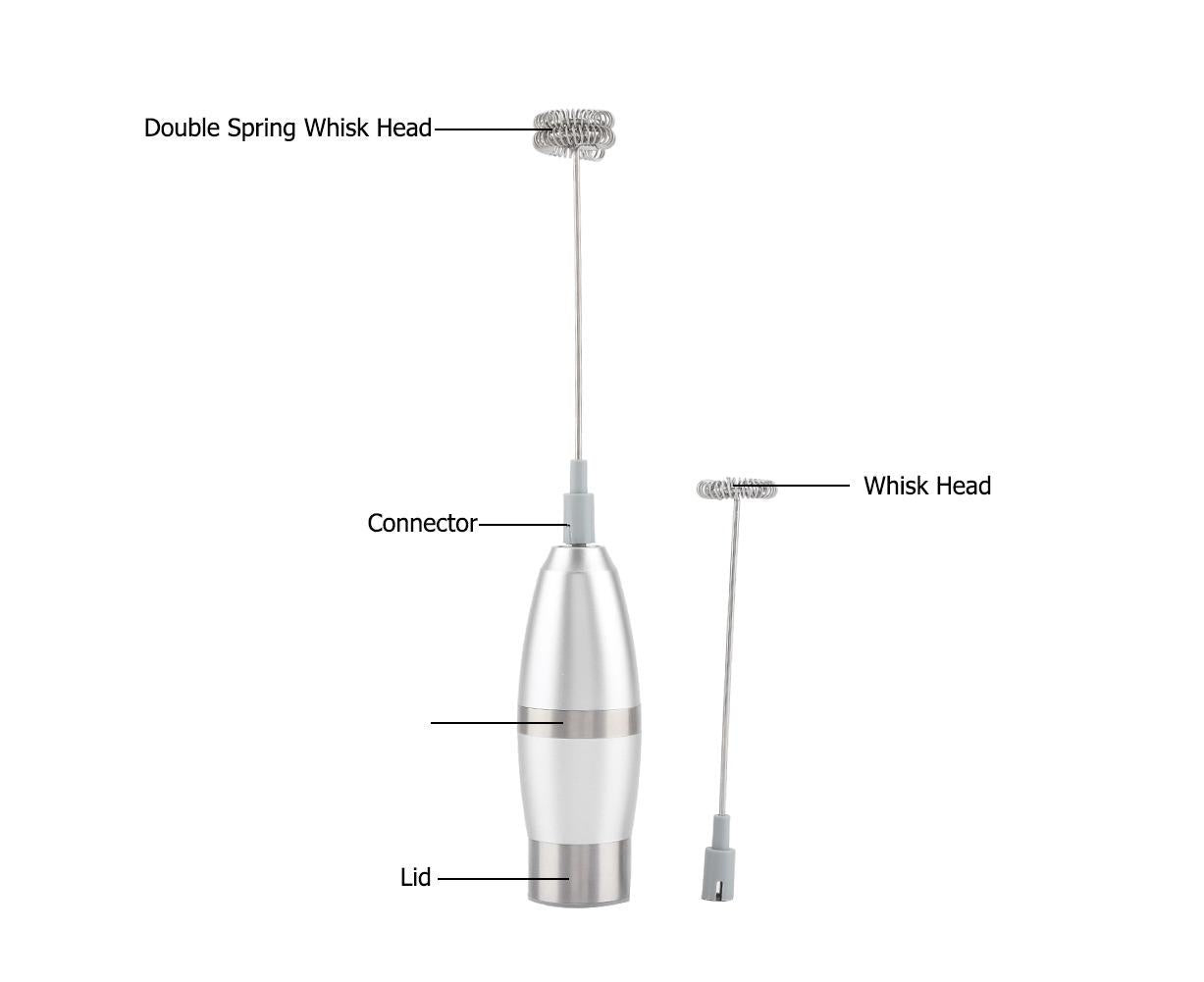 Stainless Steel Handheld Electric Milk Frother, Portable Frother for Cappuccino & Frappe