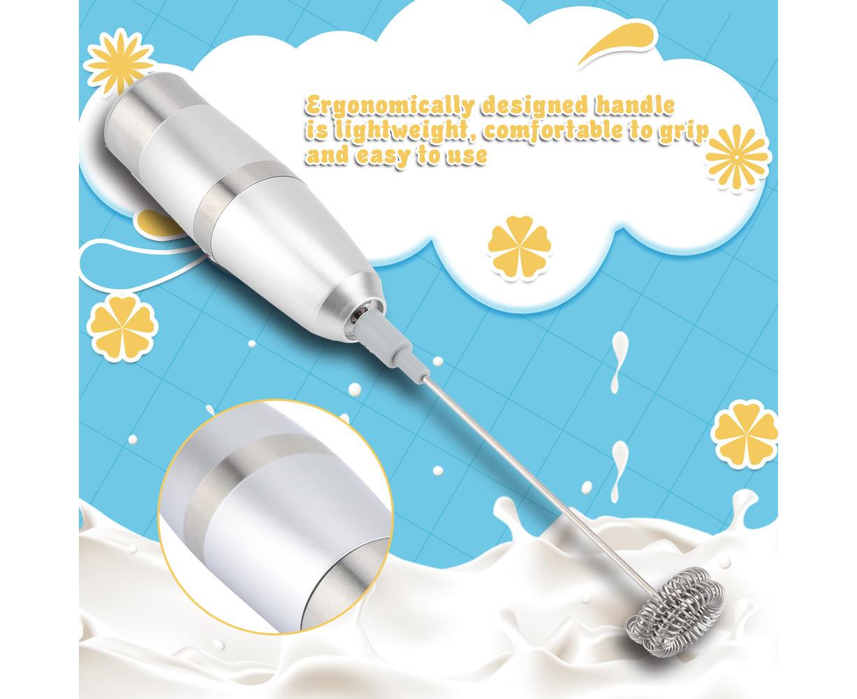 Stainless Steel Handheld Electric Milk Frother, Portable Frother for Cappuccino & Frappe