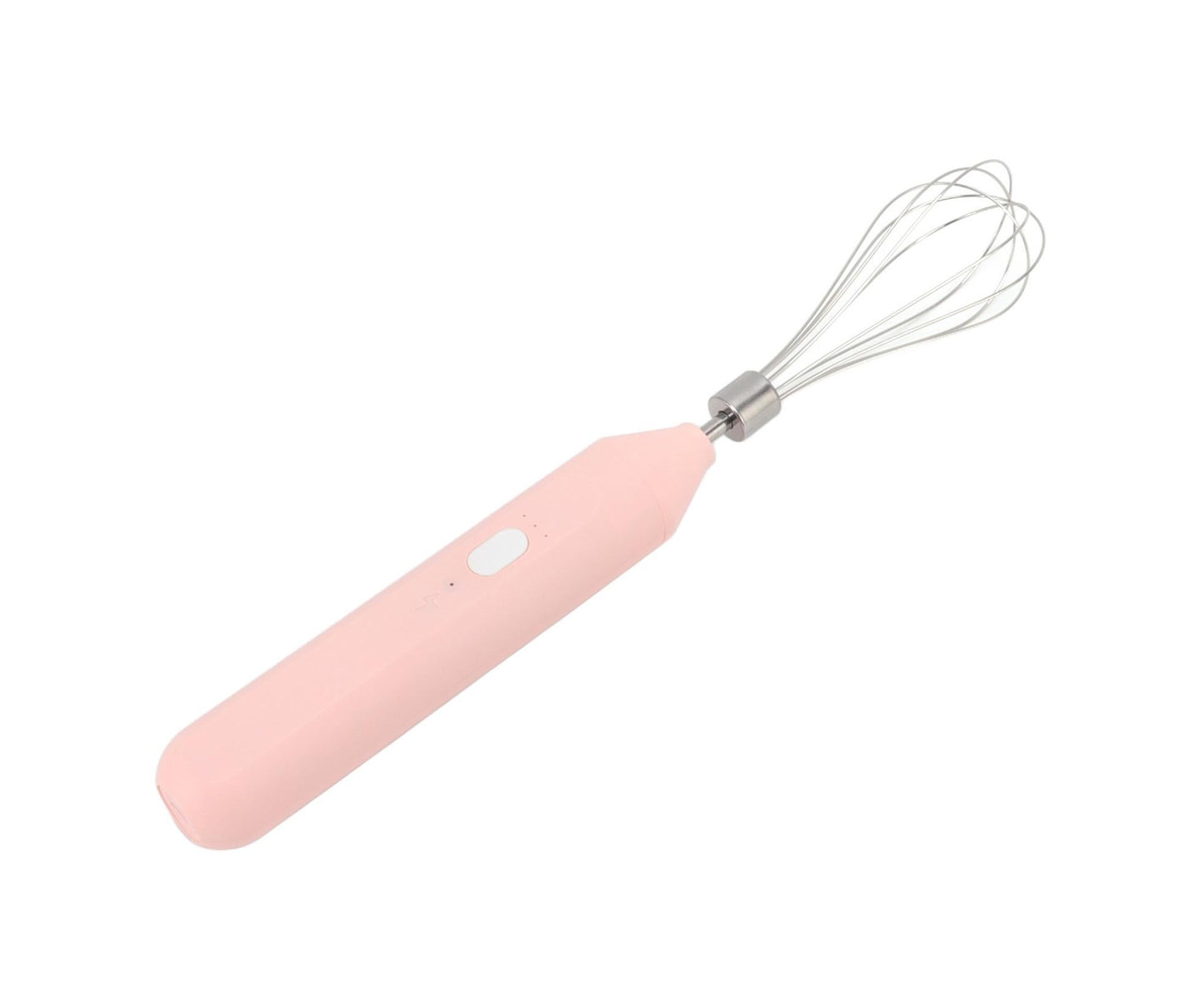 Electric Egg Beater, USB Charging Milk Frother, Portable Cordless Drink Mixer with Stainless Steel Whisk, Pink
