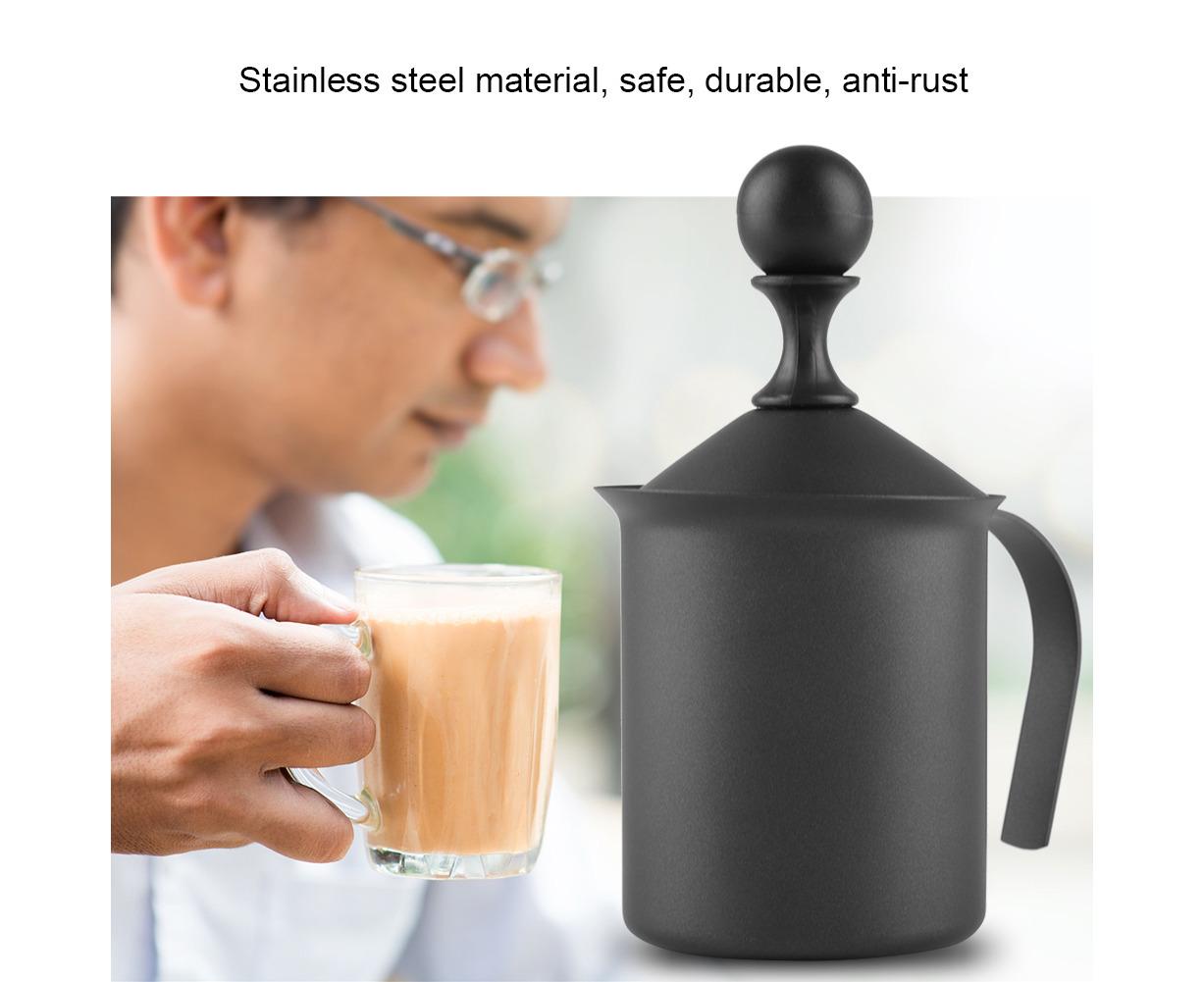 Stainless Steel Manual Double Mesh Milk Frother, Foam Maker for Coffee Decoration (400ml)