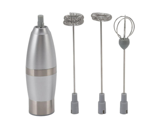 Electric Milk Frother, Handheld Battery Operated Drink Mixer, Portable Eggbeater with Stainless Steel Whisk