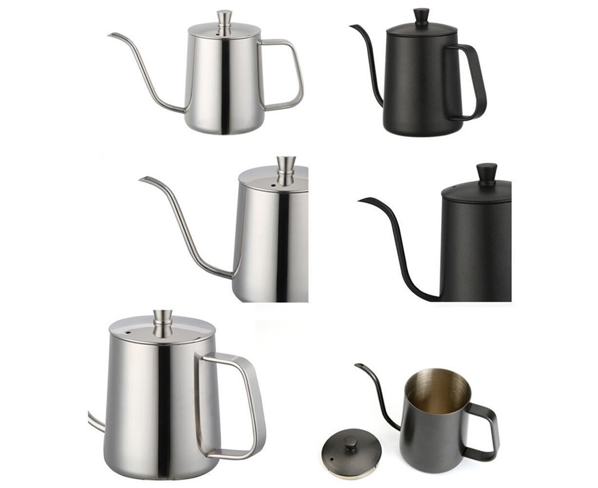 600ml Pour Over Kettle Coffee Maker Stainless Steel Gooseneck Drip Tea Pot Jug-Black 600ML