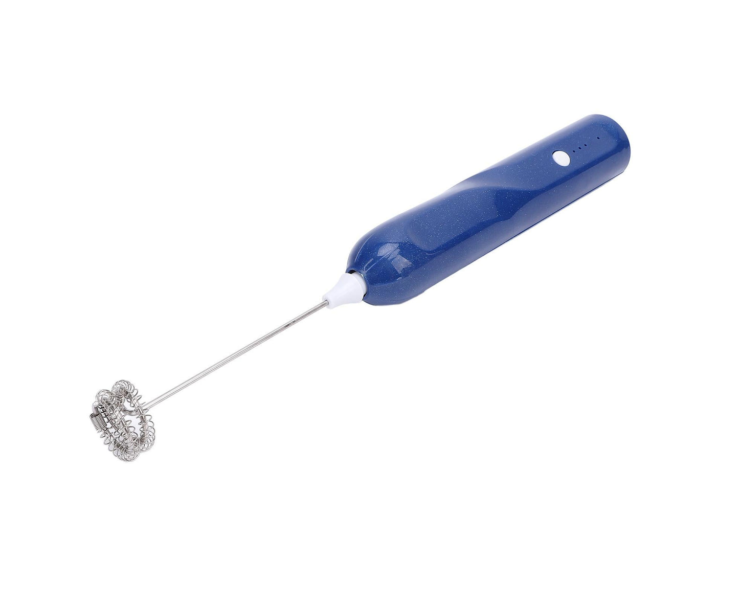 Rechargeable Milk Frother, Handheld Wand with 2 Whisk Attachments, Electric Drink Mixer & Foamer for Coffee & Egg, Blue