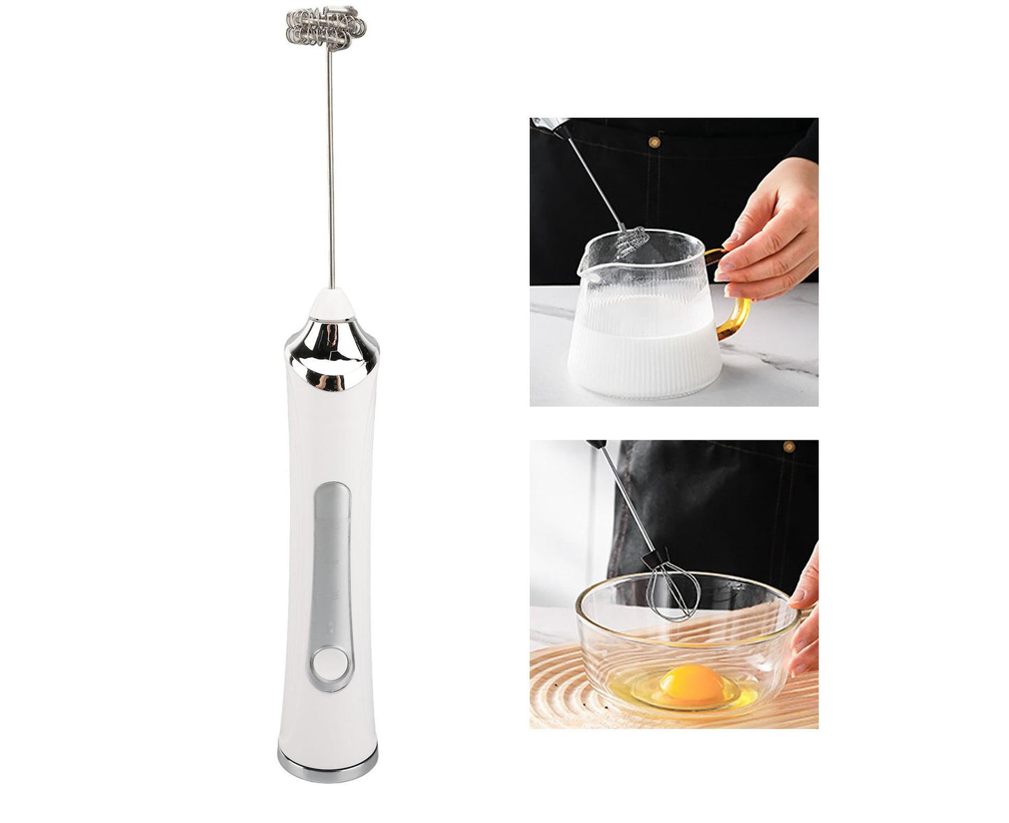 Electric Milk Frother, USB Rechargeable, 3 Speeds, Stainless Steel, Silent Portable Handheld Foam Maker for Coffee & Egg Beverage