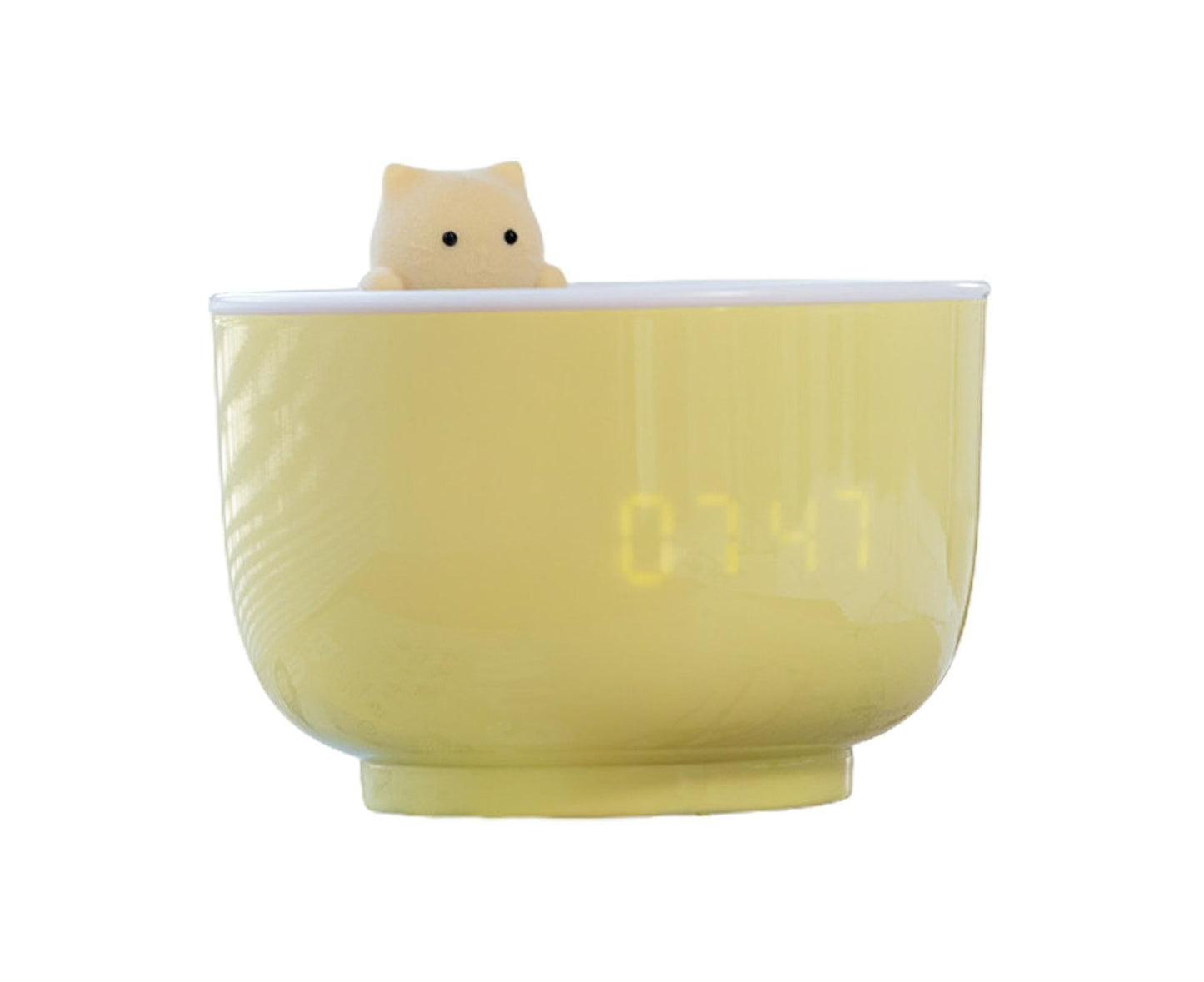 Alarm Clocks USB Powered Cats Teacup ABS LED Night Light Digital Clock for Desk - Yellow