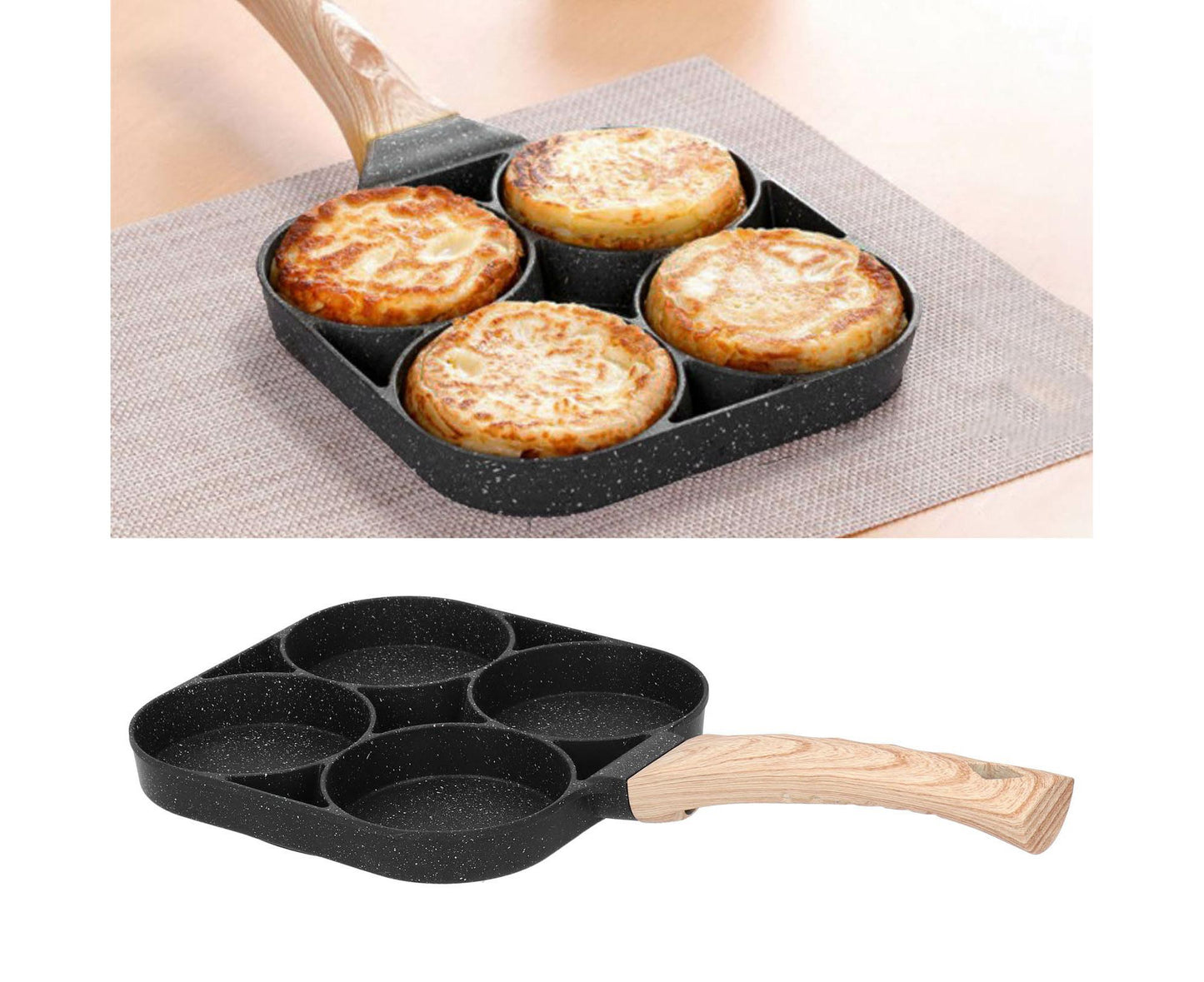 4-Hole Non-Stick Frying Pan, Egg & Pancake Cooking Pan, Induction & Gas Cooker