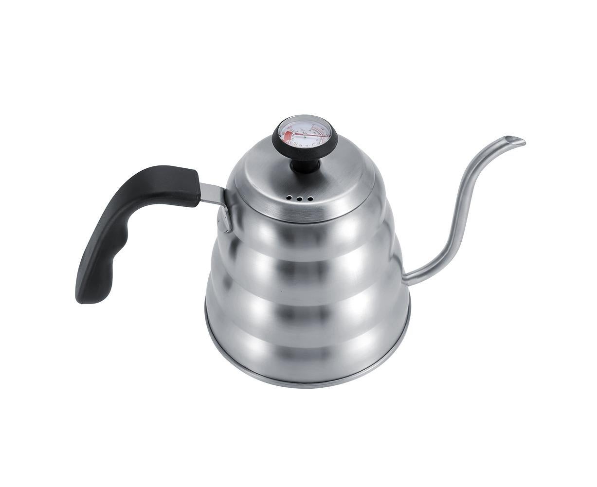 Stainless Steel Coffee Tea Pot, Drip Kettle with Gooseneck & Built-in Thermometer, 1.2L