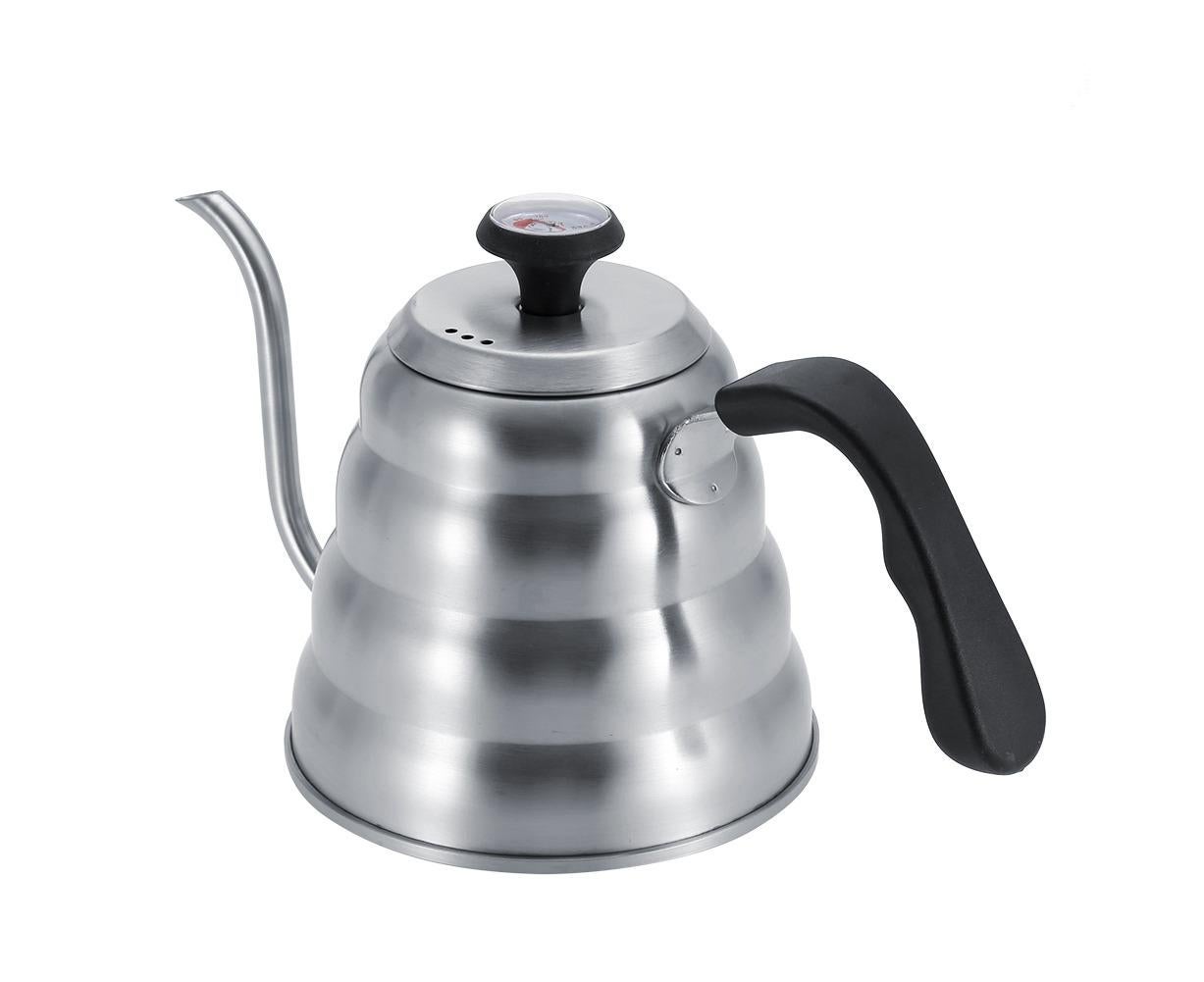 Stainless Steel Coffee Tea Pot, Drip Kettle with Gooseneck & Built-in Thermometer, 1.2L