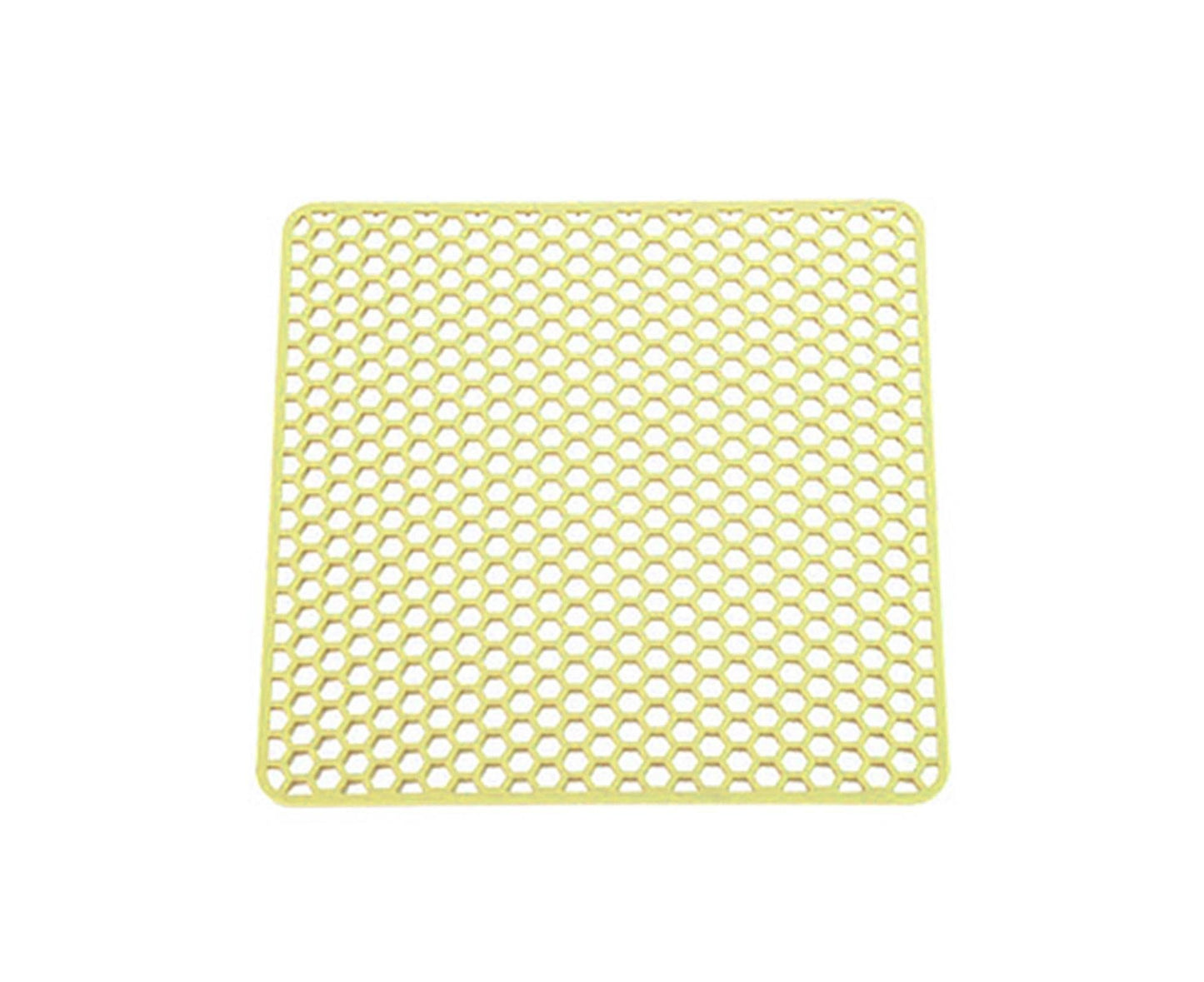 More Thicken Multi-use Drain Mat Silicone Stretchy Honeycombed Bowl Holding Mat for Home-Yellow M
