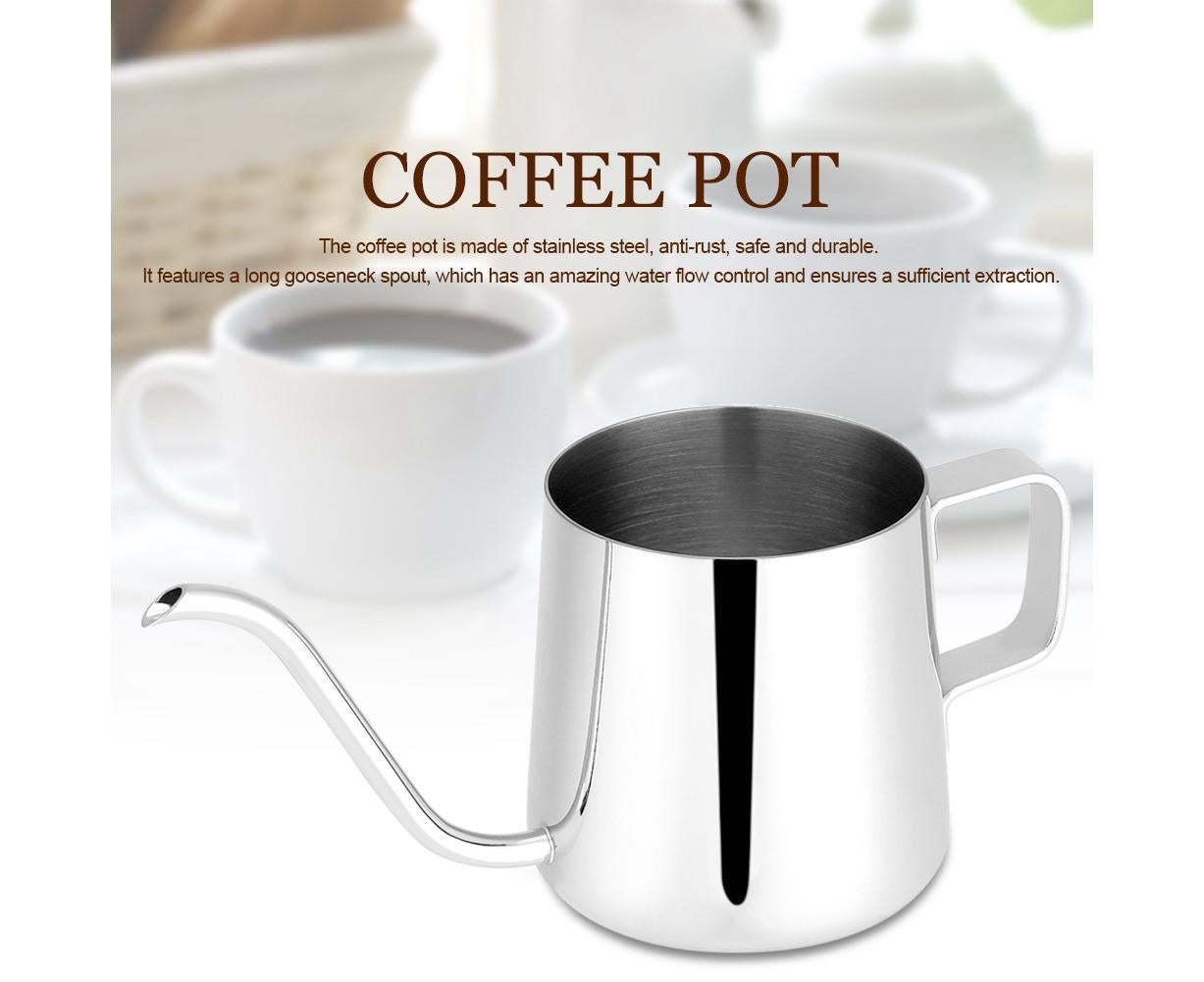 Stainless Steel Drip Coffee Pot, Gooseneck Spout, Tea Tool, Silver, 250ml