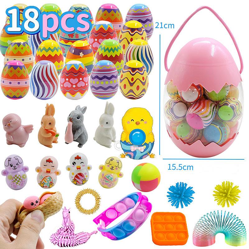 18pcs Prefilled Easter Eggs, Toy Filled Easter Eggs, Easter Toy Holiday Basket Stuffers