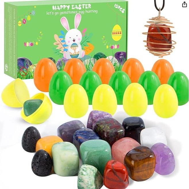 15pcs Prefilled Easter Eggs, Stone Toy Filled Easter Eggs, Easter Toy Holiday Basket Stuffers