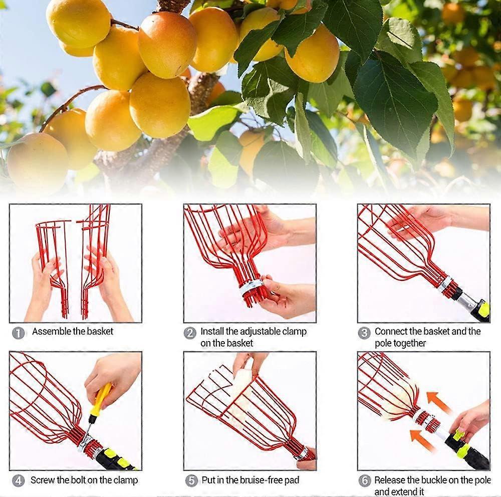 Metal Fruit Picker with Claw, Metal Fruit Picking Tool, Gardening Tools for Harvesting Apples, Citrus, Pears, Peaches