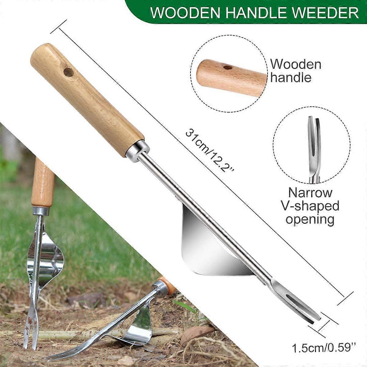 Manual Weeding Tool, 2 Pieces Handheld Weeder Dandelion Removal Tool, Garden Weed Puller with Non-Slip Handle