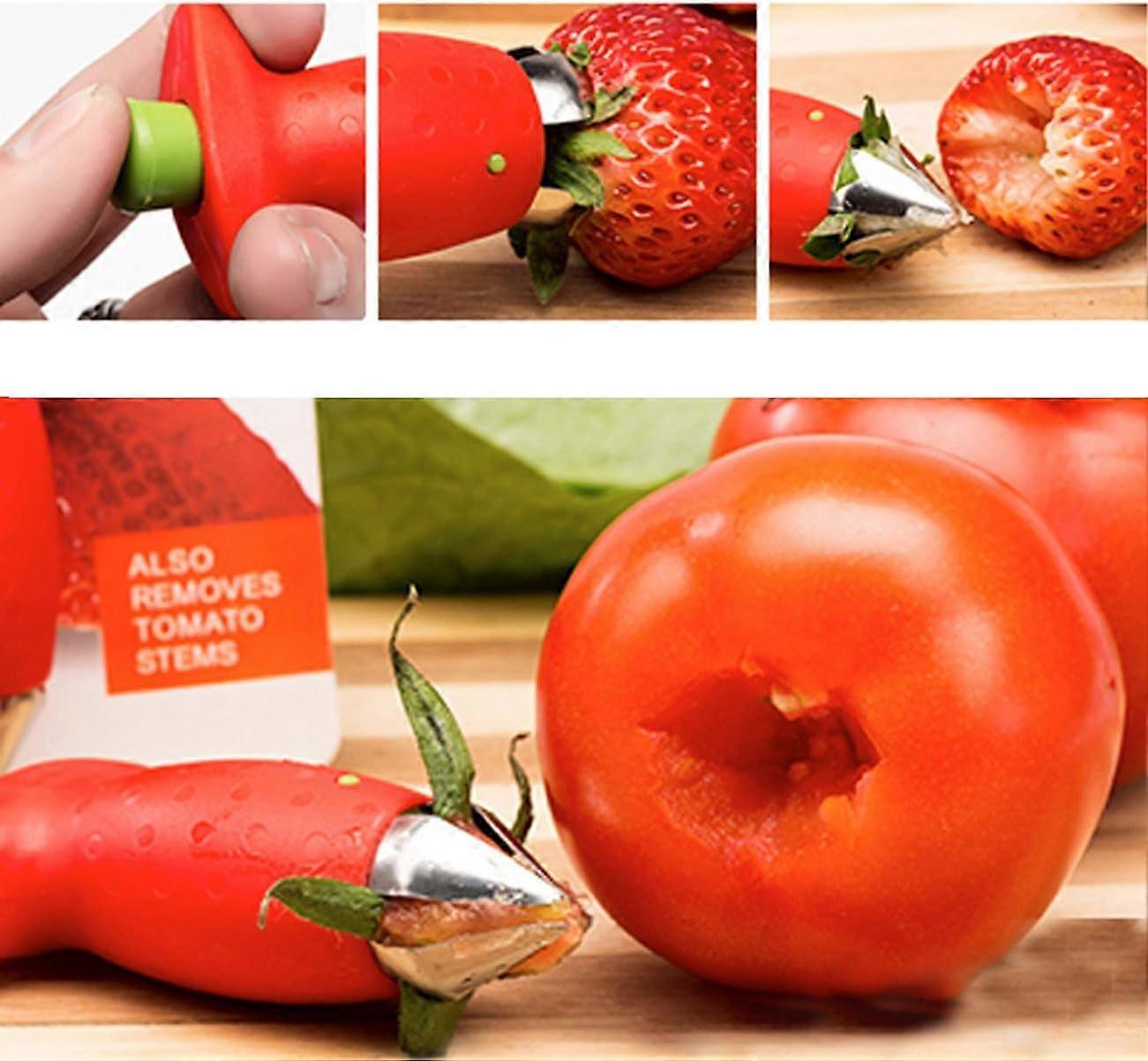 Multi-Claw Strawberry Corer Stainless Steel Plastic Fruit Berry Tomato Vegetable Top Stem Corer Kitchen Aid Corer, 2 Pack