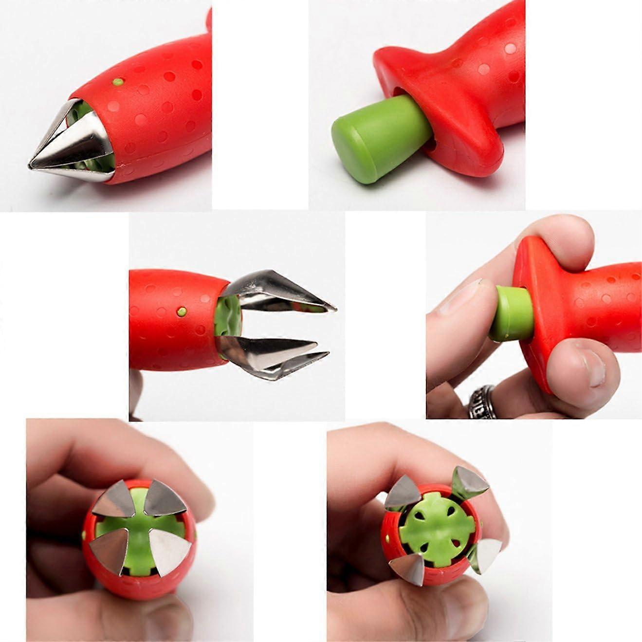 Multi-Claw Strawberry Corer Stainless Steel Plastic Fruit Berry Tomato Vegetable Top Stem Corer Kitchen Aid Corer, 2 Pack