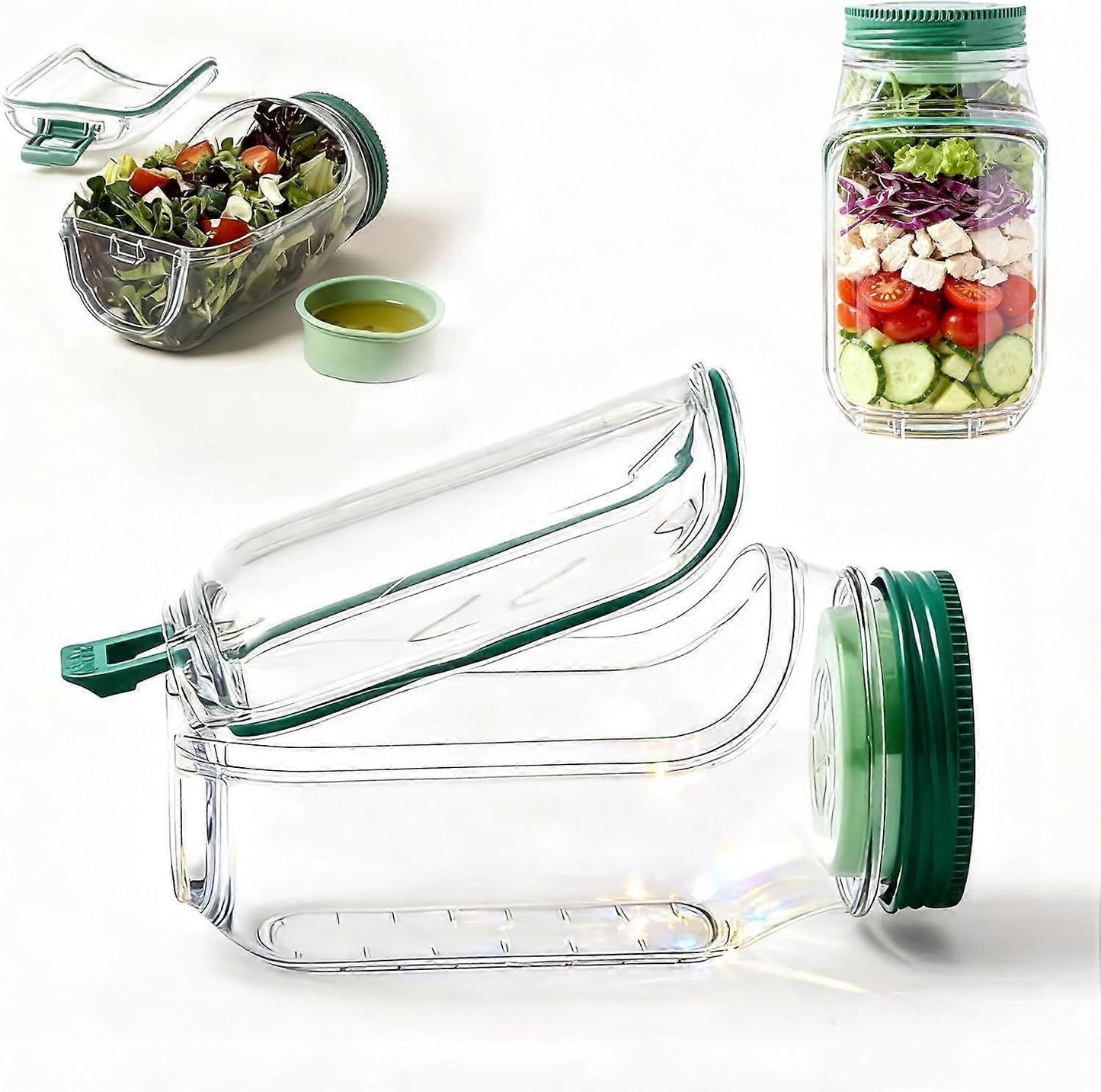 1pc Salad Pod Mason Jar Side Open Portable Salad Container with Lid for Travel