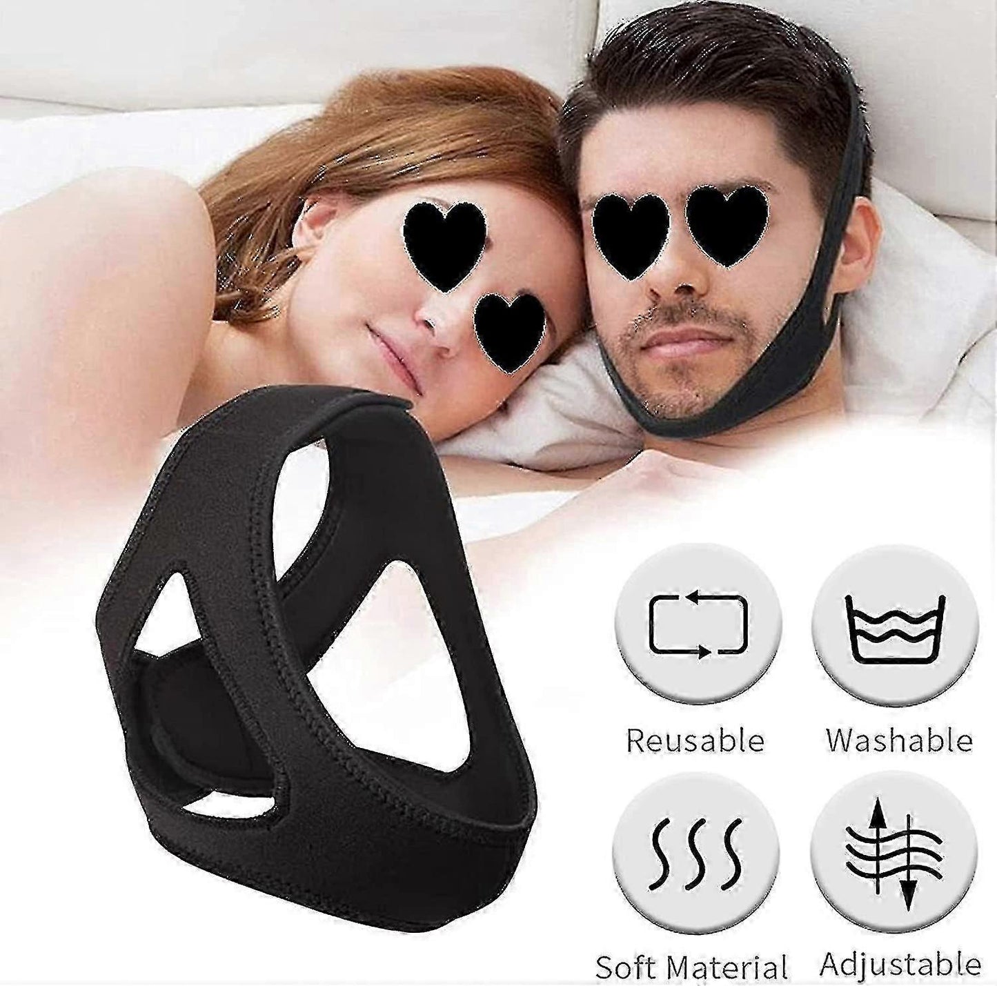 Anti Snoring Chin Strap, Upgrade Stop Snore Chin Strap, Snoring Solution Snore Stopper, Professional Effective Anti Snore Devices Stop Snoring Sleep