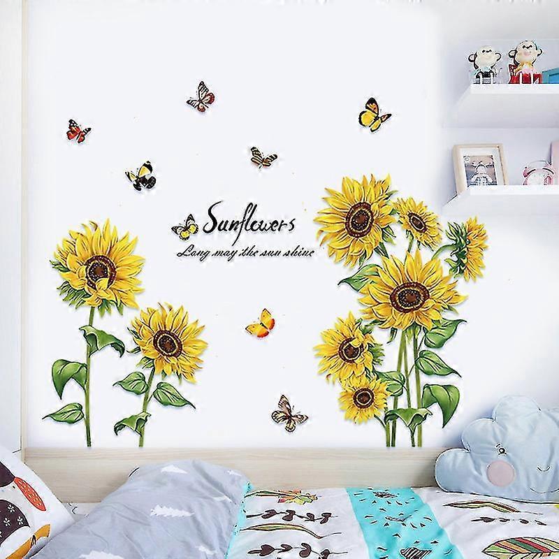 2 Pcs Wall Stickers The Sunflower Wall Stickers Mural Decals For Bedroom Living Room Wall