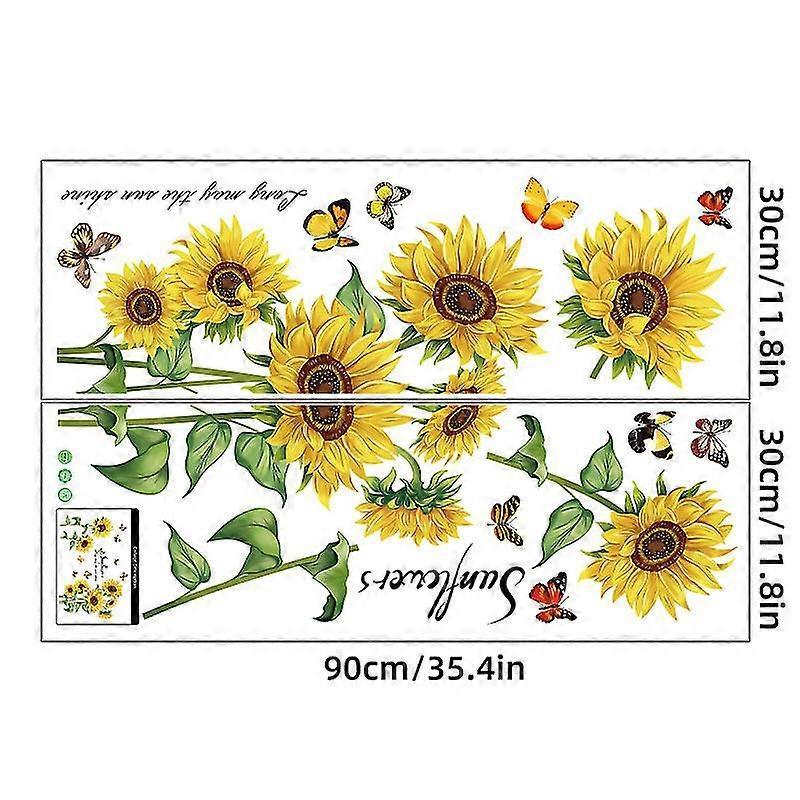 2 Pcs Wall Stickers The Sunflower Wall Stickers Mural Decals For Bedroom Living Room Wall