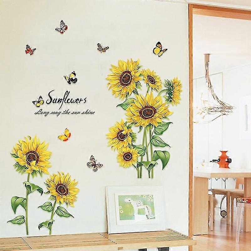 2 Pcs Wall Stickers The Sunflower Wall Stickers Mural Decals For Bedroom Living Room Wall