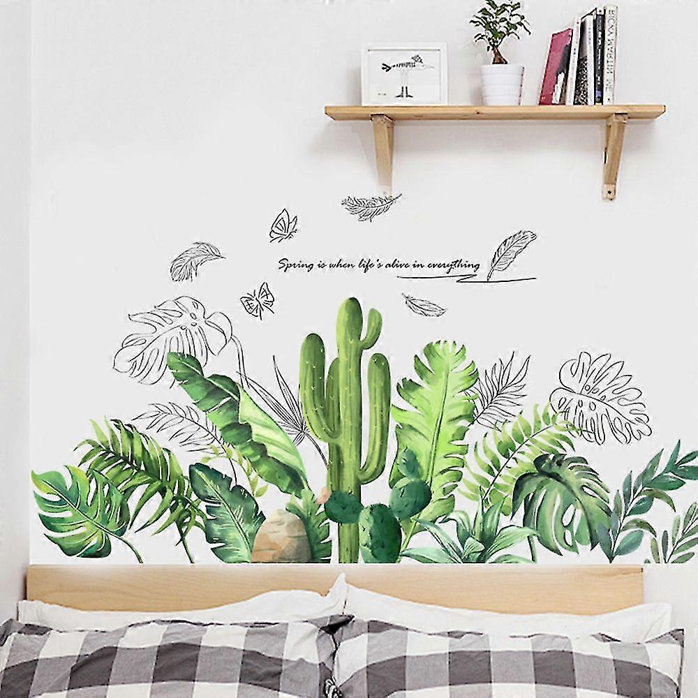 2 Pcs Wall Stickers Green Foliage Wall Stickers Mural Decals For Bedroom Living Room Wall