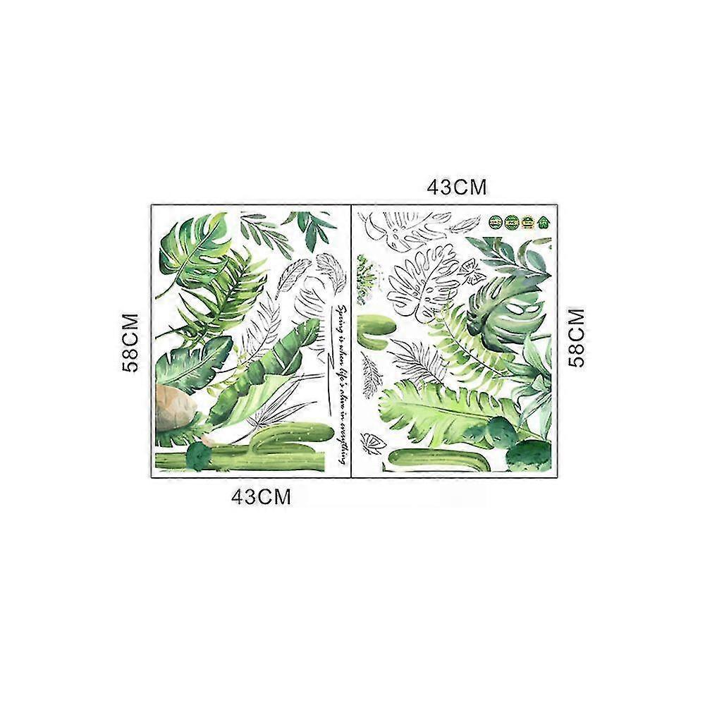 2 Pcs Wall Stickers Green Foliage Wall Stickers Mural Decals For Bedroom Living Room Wall