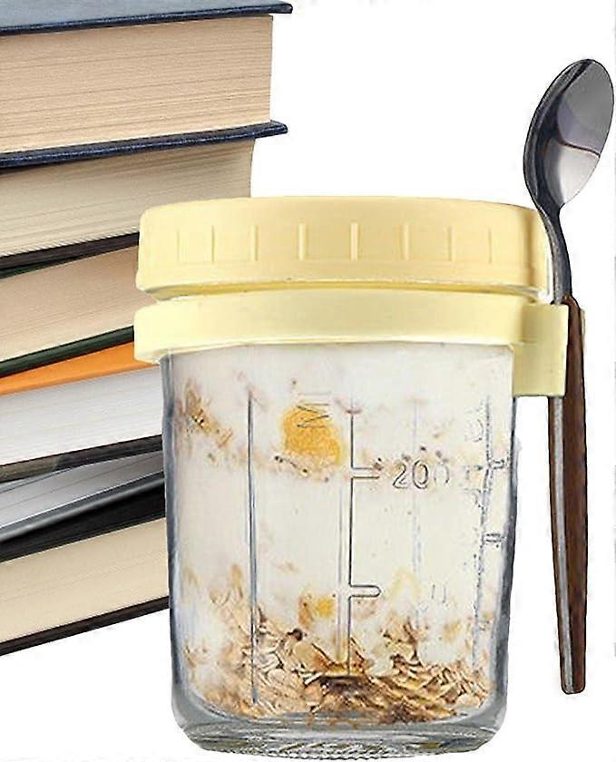 Oats Jars with Lids & Spoon Breakfast On The Go Cups Airtight Large Storage Jars