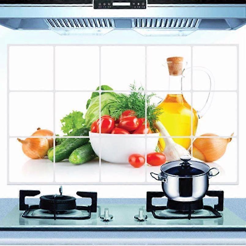1PCS 75*45cm Kitchen Oilproof Removable Wall Stickers Aluminum foil Art Decor Home Decal Fruit oil stickers wall stickers