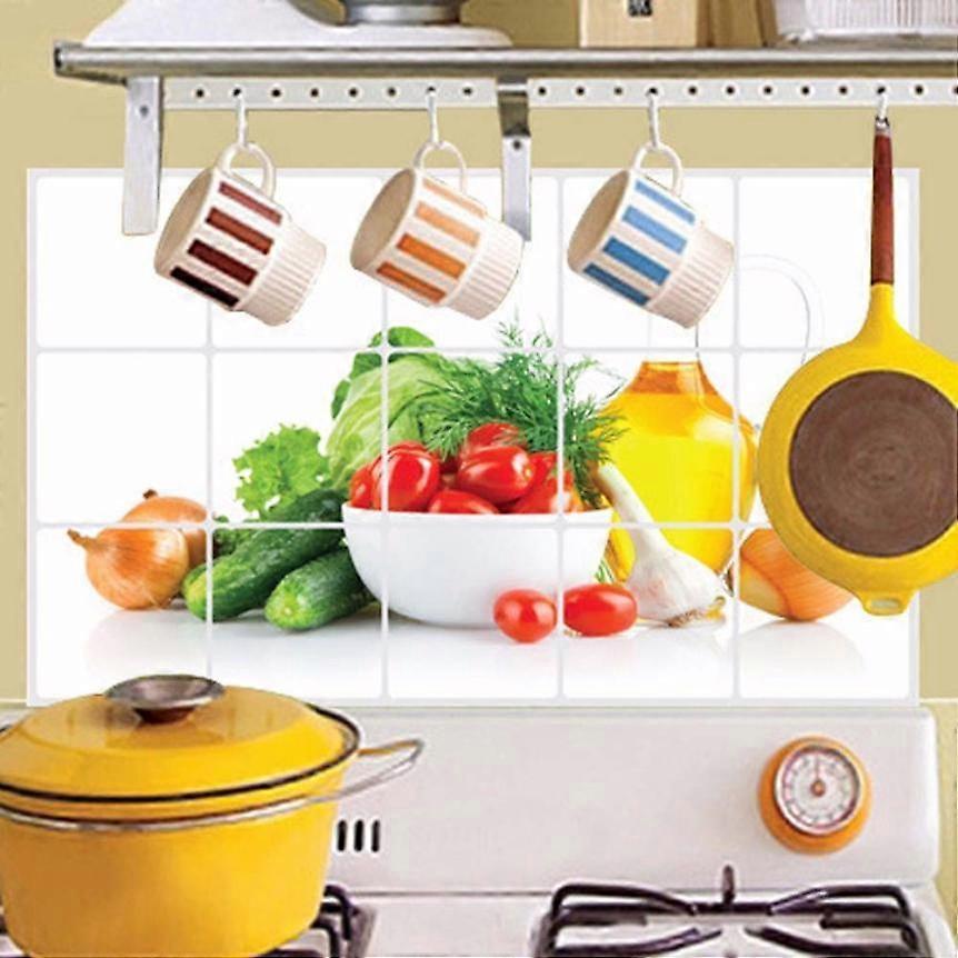 1PCS 75*45cm Kitchen Oilproof Removable Wall Stickers Aluminum foil Art Decor Home Decal Fruit oil stickers wall stickers