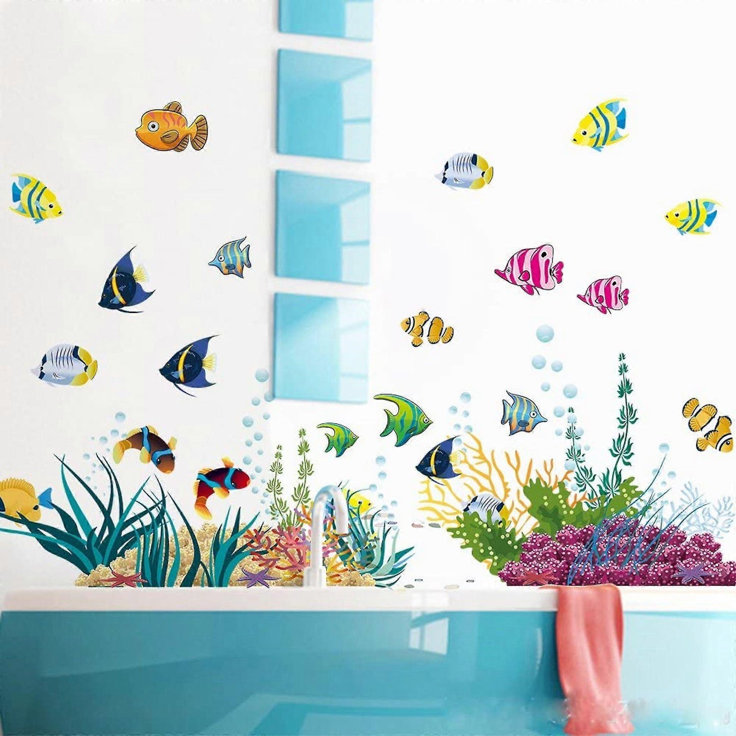 Colorful Wall Stickers I Murals: 130 X 42cm I Wall Tattoo Bathroom Tile Sticker