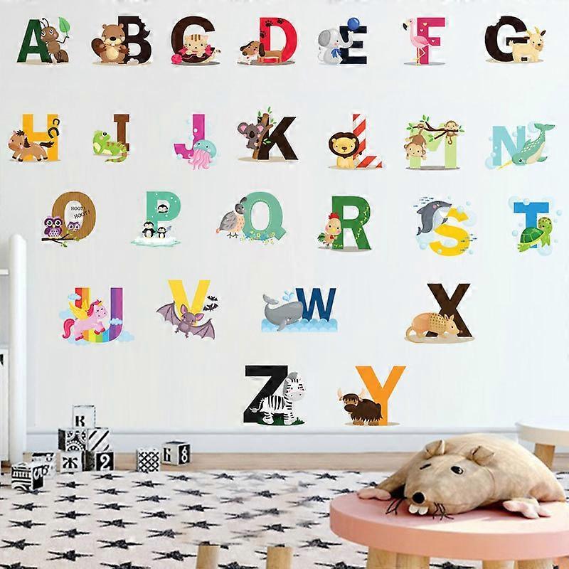 26 English letter stickers English words Cartoon animal wall stickers babies room stickers