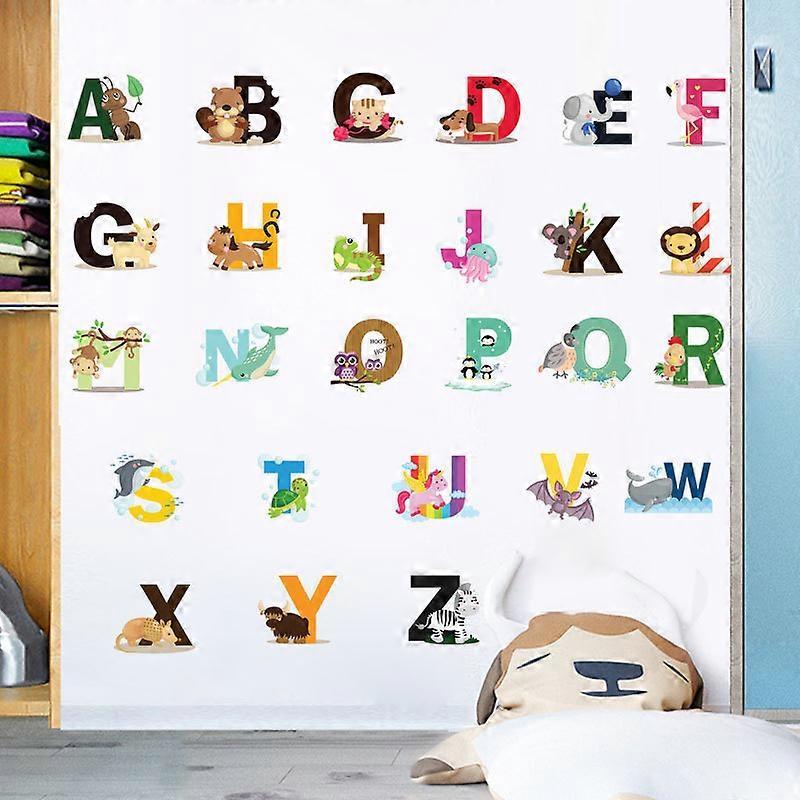 26 English letter stickers English words Cartoon animal wall stickers babies room stickers