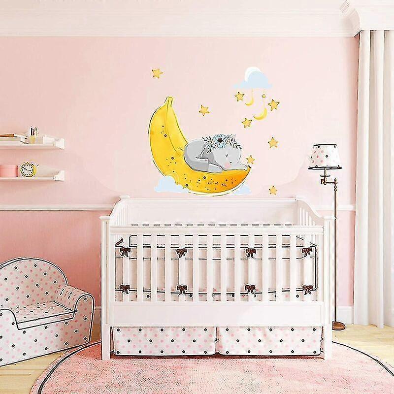 Flying Elephant Wall Decal Animal With Cloud Moon Star Wall Sticker Dumbo