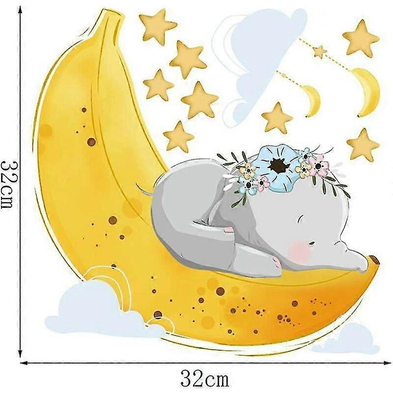 Flying Elephant Wall Decal Animal With Cloud Moon Star Wall Sticker Dumbo
