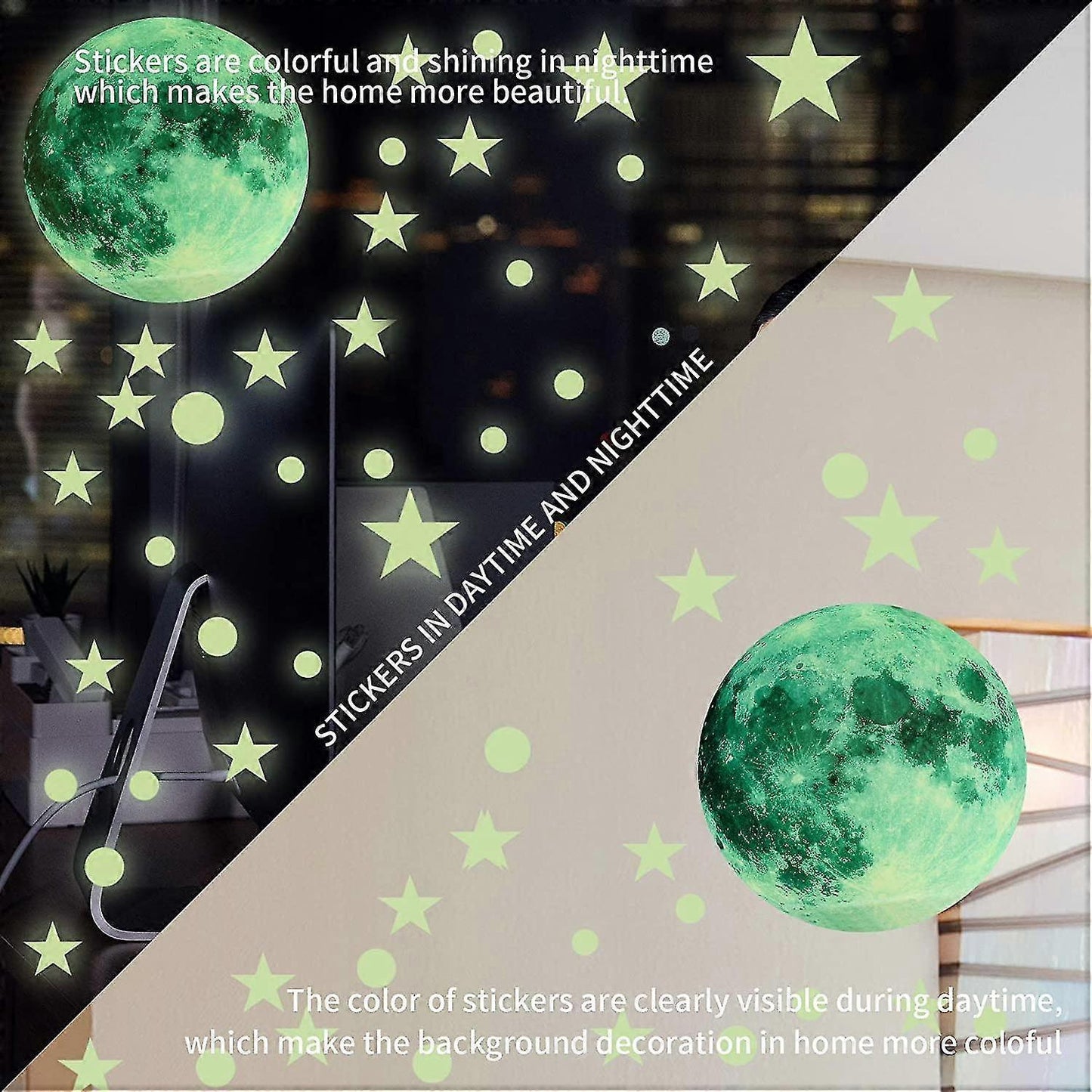 842pcs Wall Stickers Self-adhesive Luminous Stars, Stars And Moon Wall Stickers