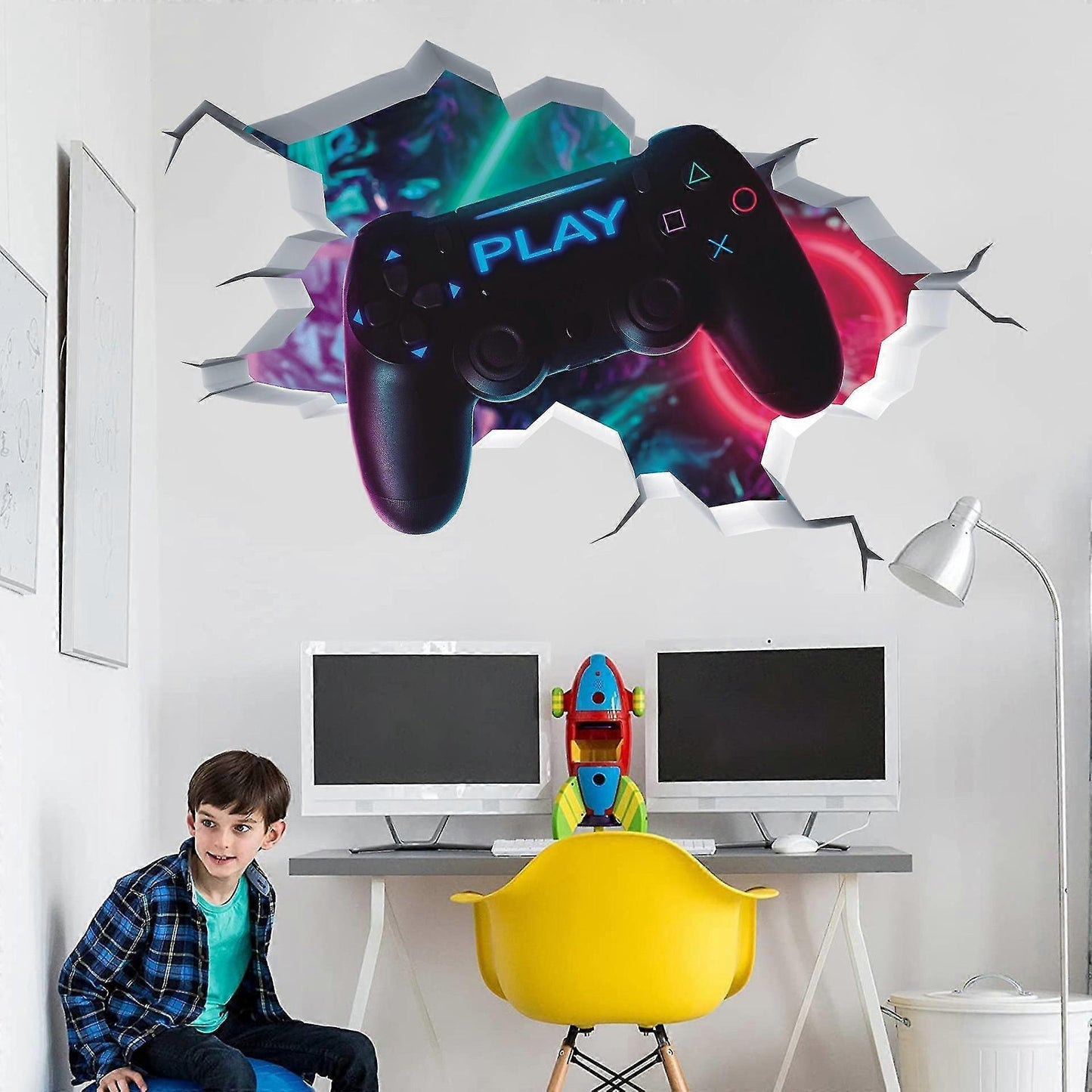 3d Gamer Wall Stickers32*50cm,gamer Wall Poster Decoration,boy Bedroom Wall Sticker,modern Living Room Decoration